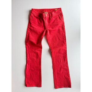 TORY BURCH Orange Red Cropped Slim Boot Cut Jeans, Size 25